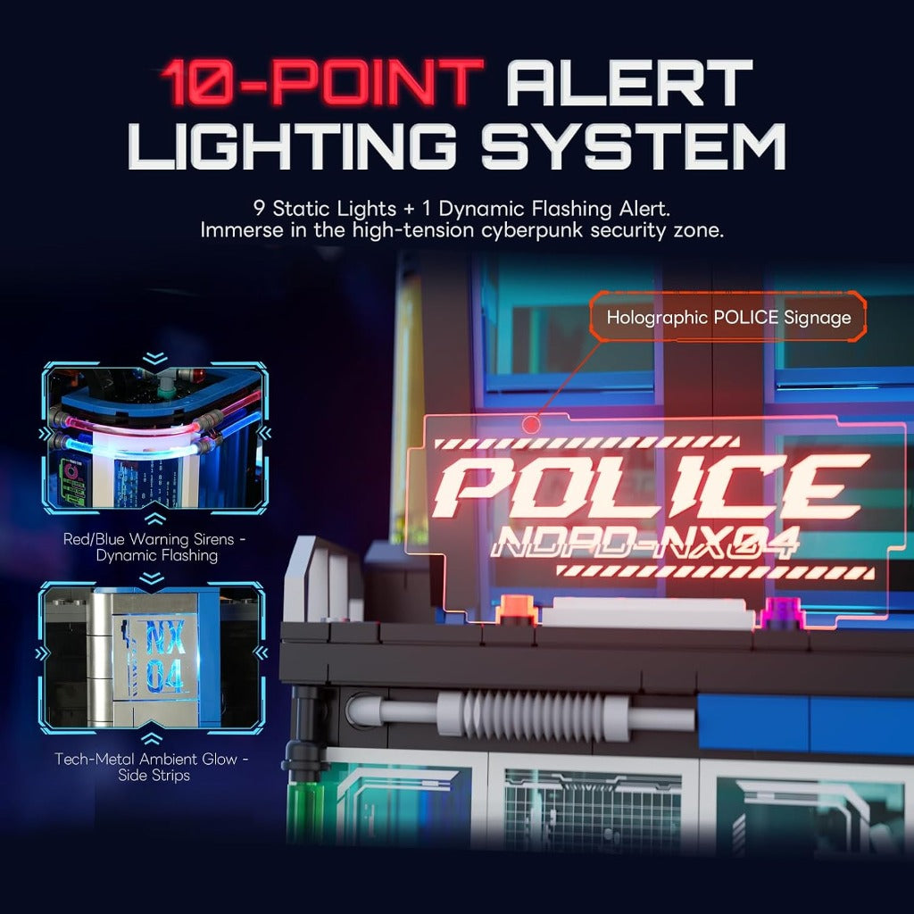 Lumibricks Cyberpunk Police HQ (17009) building set - view 4