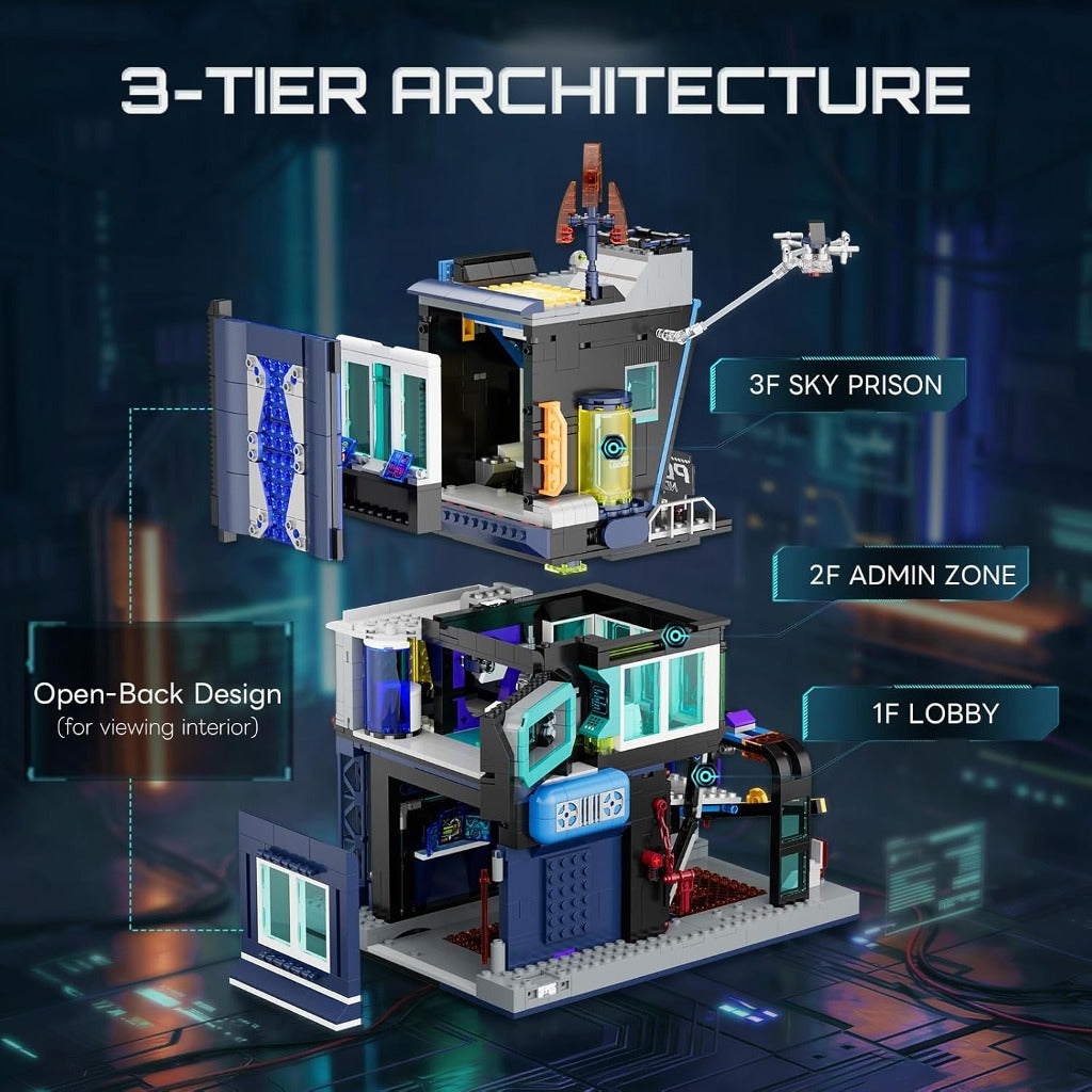 Lumibricks Cyberpunk Police HQ (17009) building set - view 6