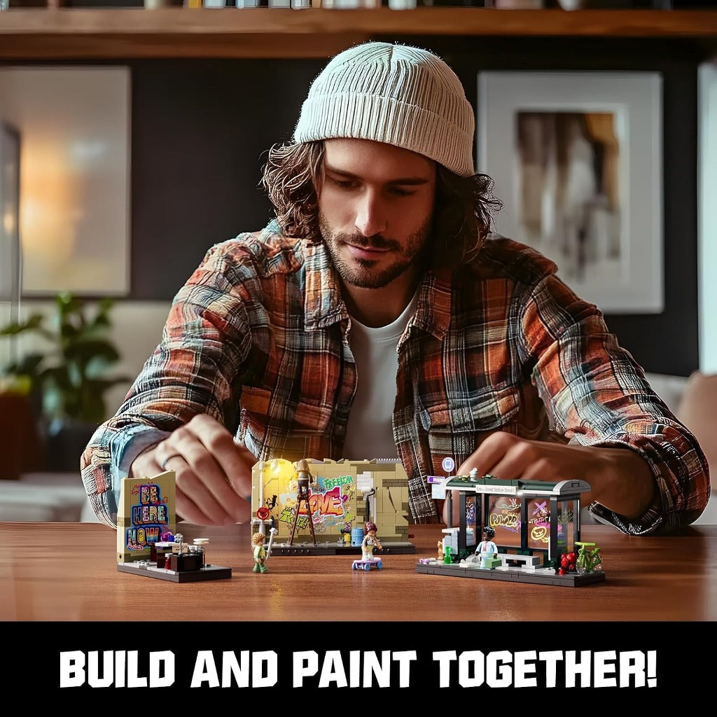 Lumibricks Graffiti Bus Stop (F9066) building set - view 2
