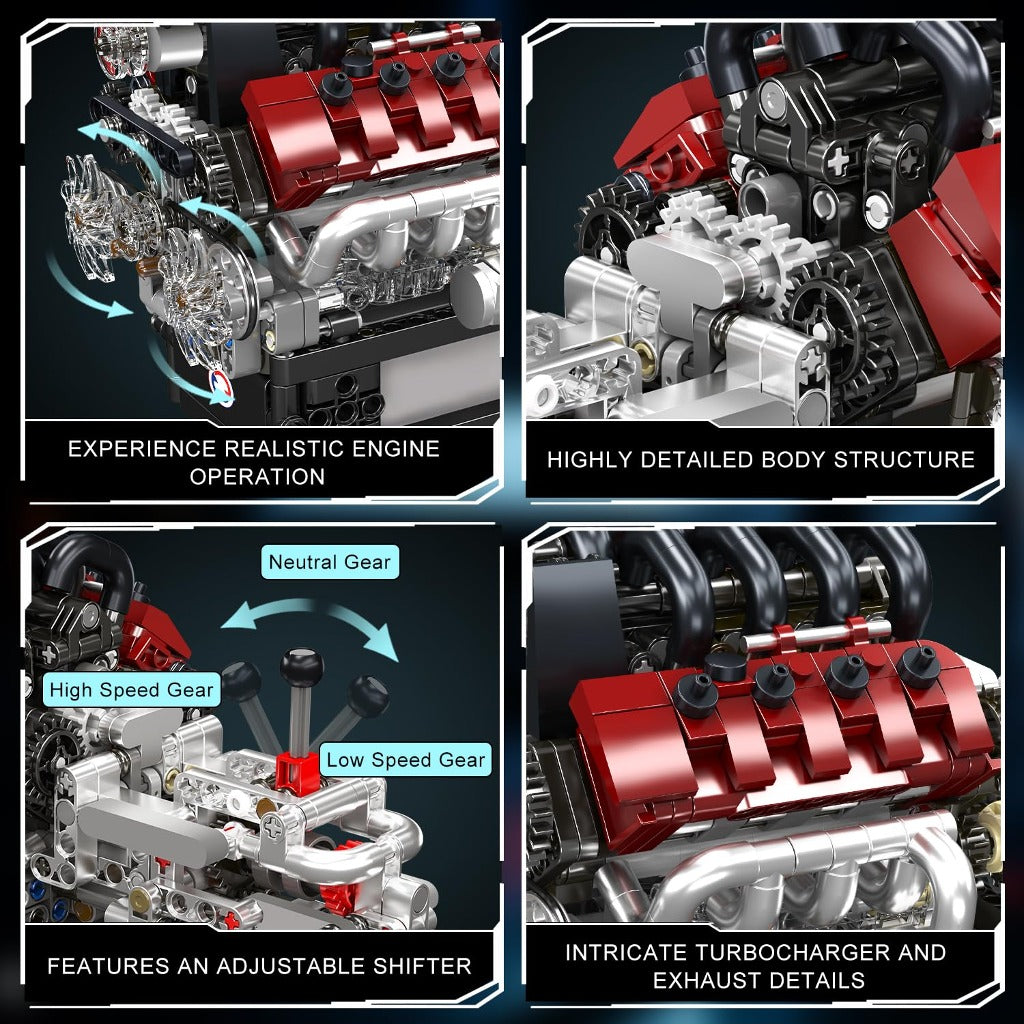 Mould King V8 Engine with Transmission (10227) building set - view 5