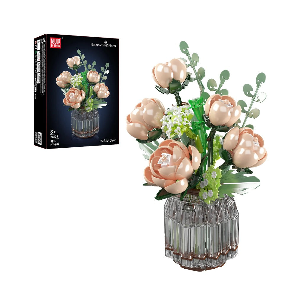Mould King White Rose Flower Bouquet (24109) building set