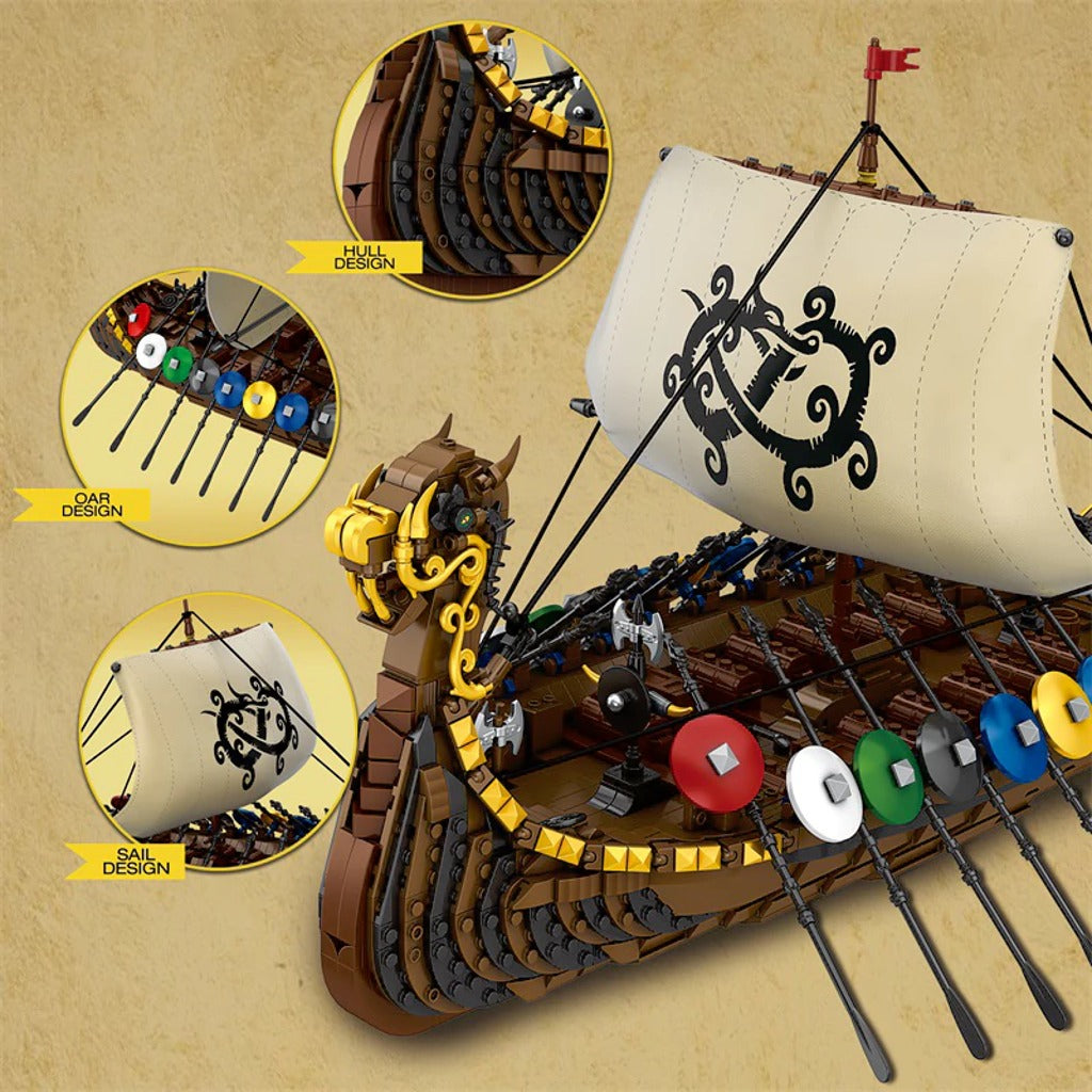 Reobrix Penteconter Viking Longship Historical (66101) building set - view 4