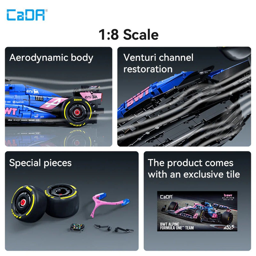 CaDA 1:8 Alpine A525 Formula 1 Car (C64012W) building set - view 5