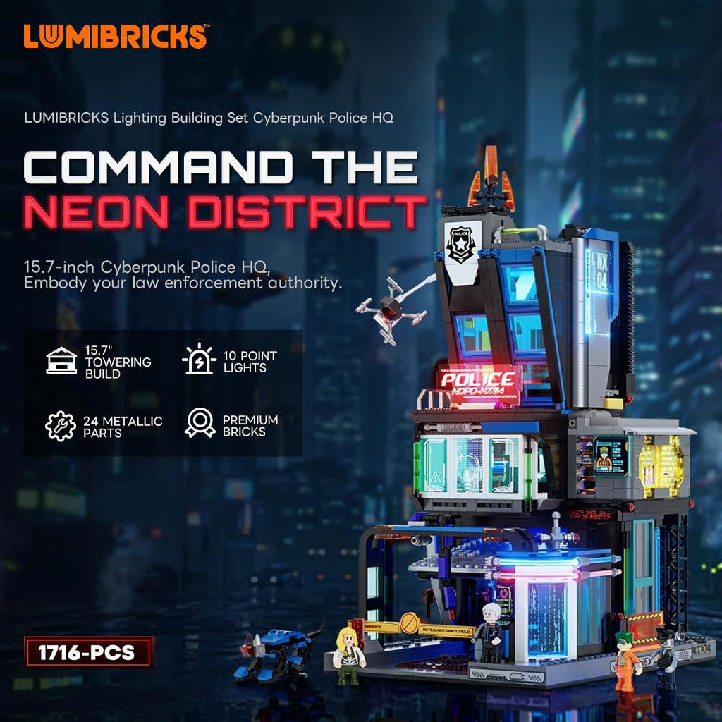 Lumibricks Cyberpunk Police HQ (17009) building set - view 3
