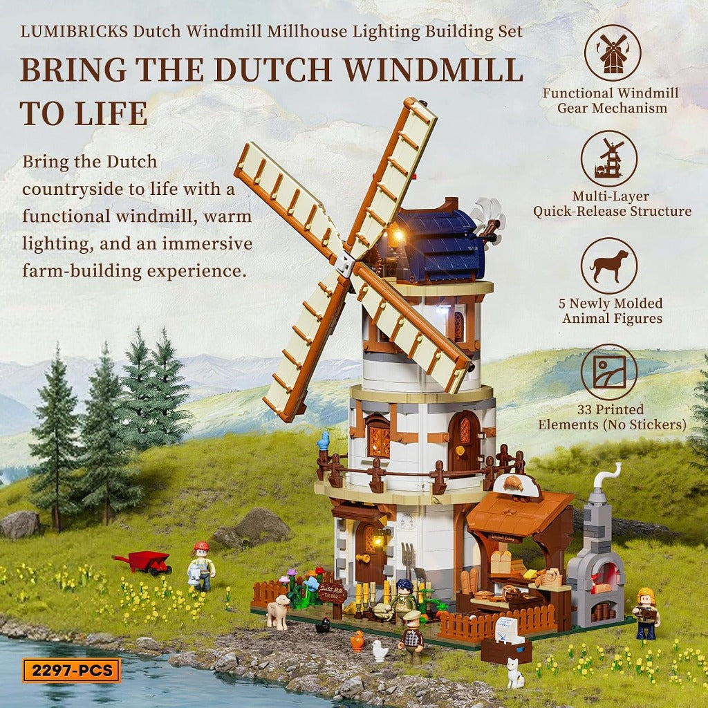 Lumibricks Dutch Windmill Millhouse (16012) building set - view 6