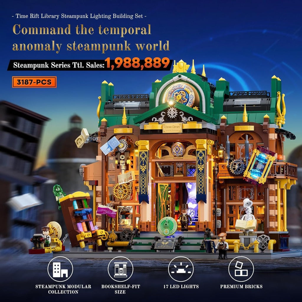 Lumibricks Steampunk Time Rift Library (11012) building set - view 2