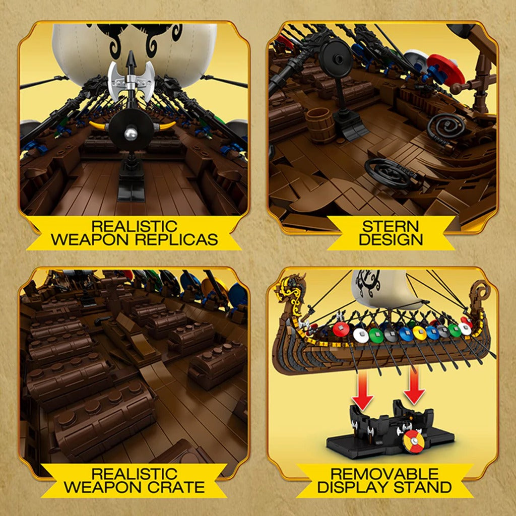 Reobrix Penteconter Viking Longship Historical (66101) building set - view 5